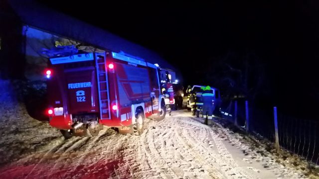 Verkehrsunfall mit vermutlich eingeklemmter Person in Schwarten
